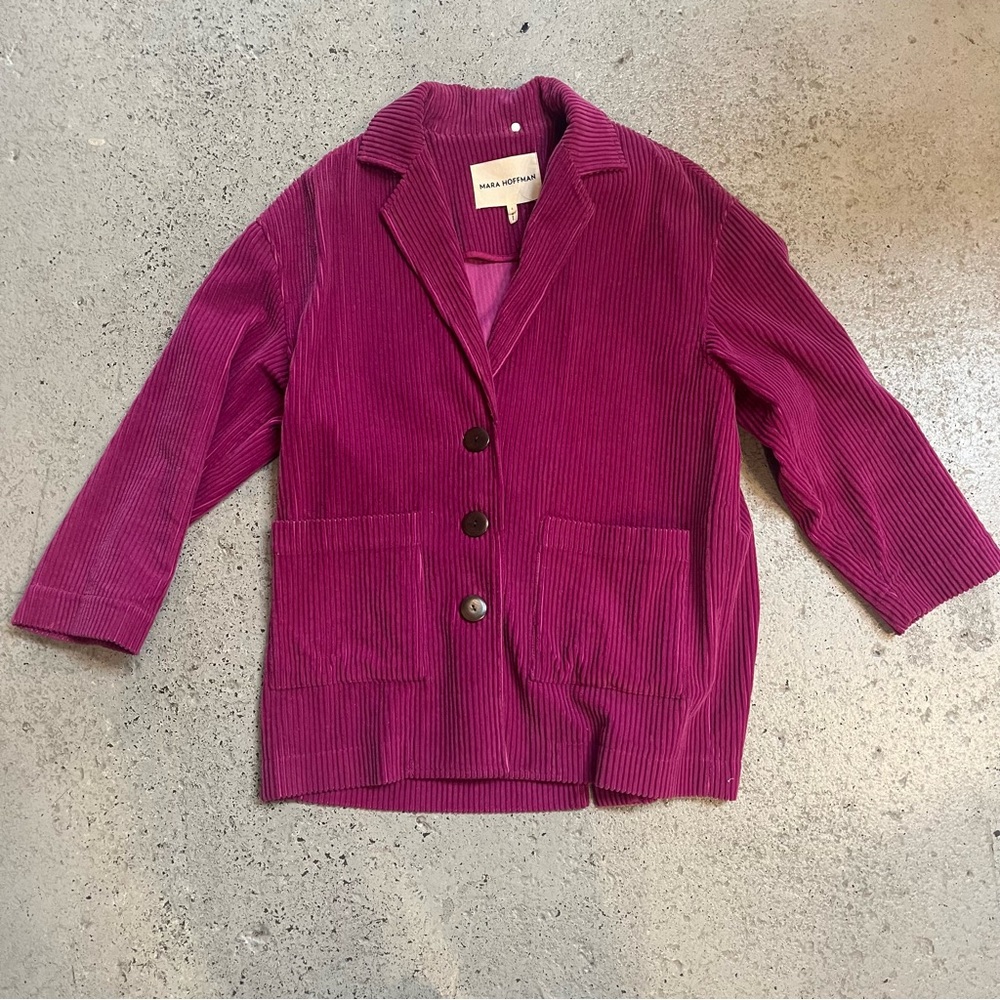 Mara Hoffman fuchsia wide leg corduroy jacket size S